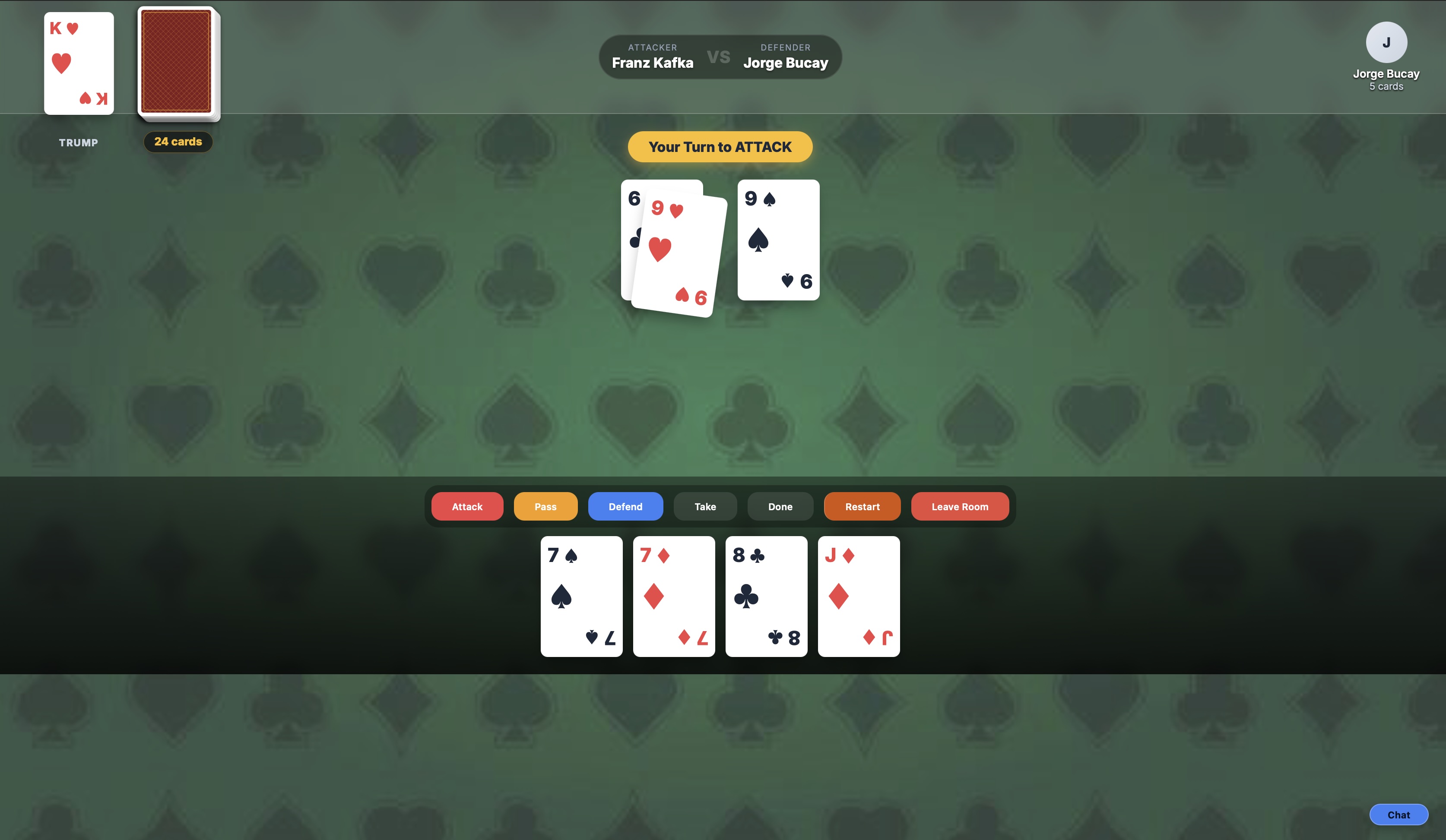 Screenshot of Budallas multiplayer game interface